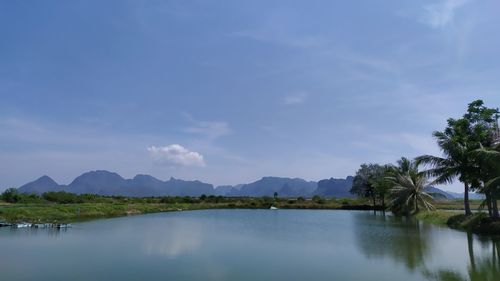 Scenic view of lake against sky