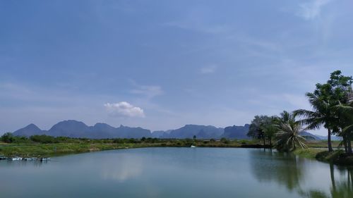 Scenic view of lake against sky