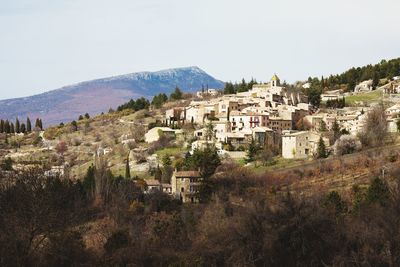 High angle view of townscape against sky