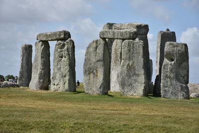 Panoramic view of stone wall against sky