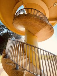 Low angle view of spiral staircase of building