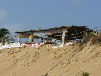 View of built structure against clear blue sky