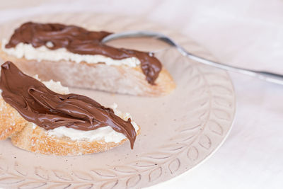 Close-up of dessert in plate on table