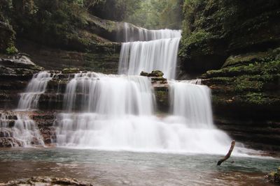 View of waterfall in forest