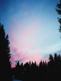 Low angle view of silhouette trees against sky at sunset