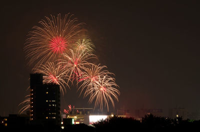 Firework display at night