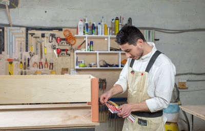 Man working on table