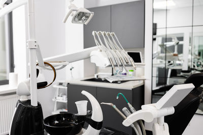 Close-up of dental equipment at clinic