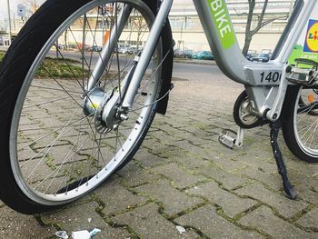 Close-up of bicycle wheel