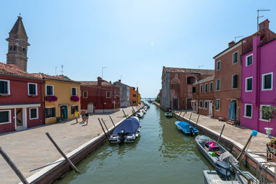 Canal passing through city buildings