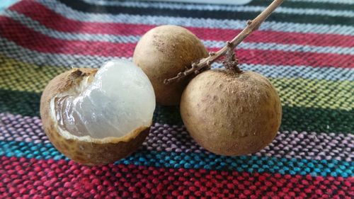 Longan fruits on tablecloth