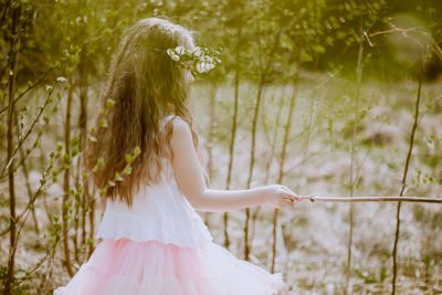 Side view of girl at springtime