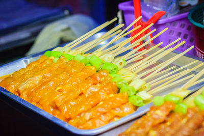 High angle view of food on table