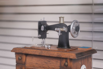 Close-up of sewing machine