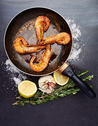 High angle view of food on table