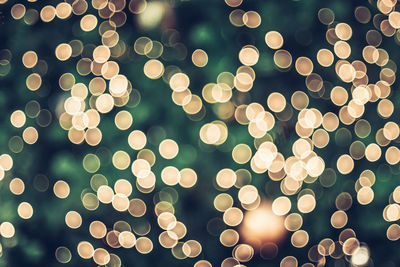 Defocused image of illuminated christmas tree at night