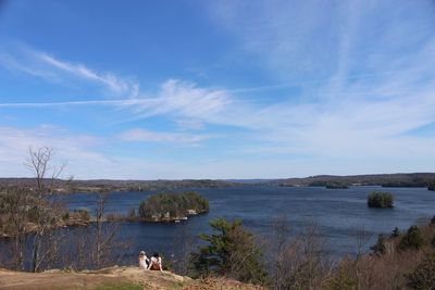 View of lake against cloudy sky