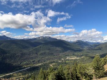 Scenic view of mountains against sky