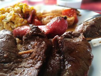 Close-up of served food in plate