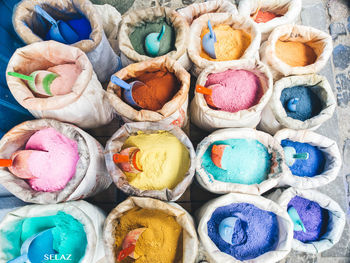 High angle view of multi colored pencils