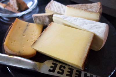 Close-up of cheese in plate