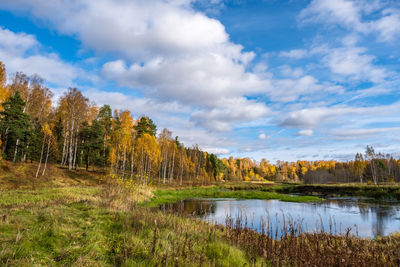 Scenic view of lake against sky