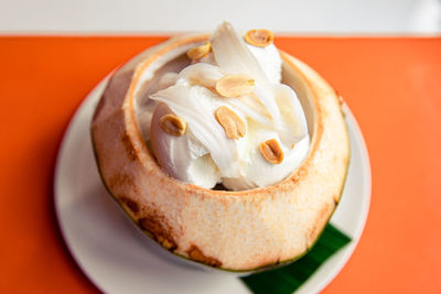 Close-up of dessert in plate