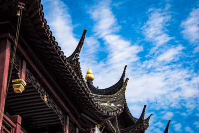 Low angle view of traditional building against sky