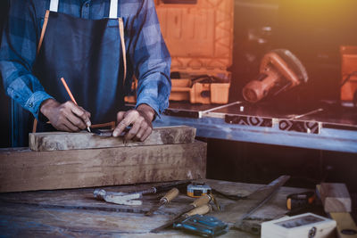 Man working on table