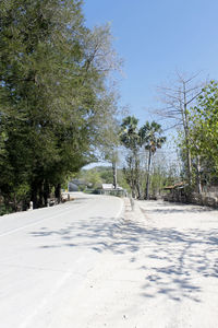 Road by trees against clear sky