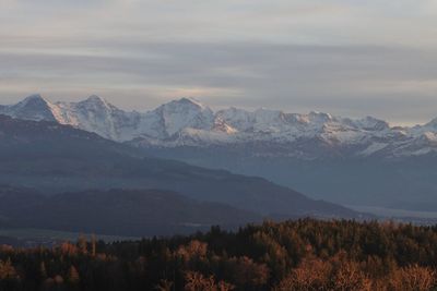 Scenic view of mountains against sky