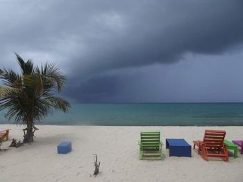 Scenic view of sea against cloudy sky