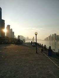 View of amusement park at sunset