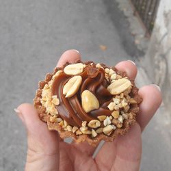 Close-up of hand holding bread