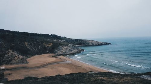 Scenic view of sea against clear sky