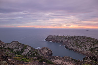 Scenic view of sea against sky at sunset