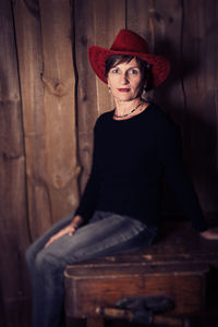 Portrait of woman wearing hat