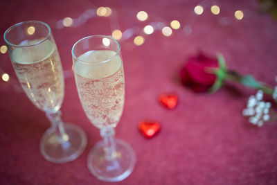 Close-up of wineglass on table