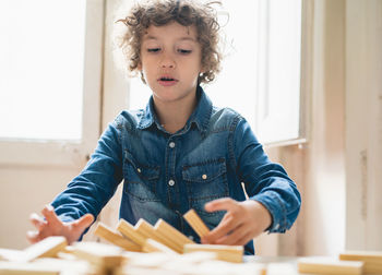 Boy playing at home