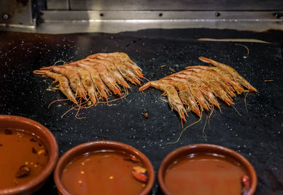 High angle view of food on table