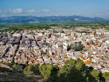 High angle view of cullera from the castle. 