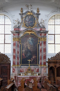 View of ornate ceiling in historic building