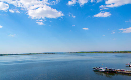 Scenic view of sea against blue sky