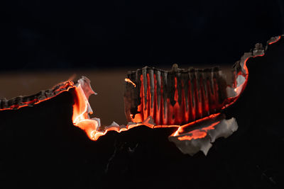 Close-up of bonfire at night