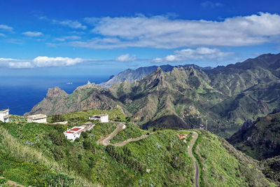 Scenic view of mountains against sky