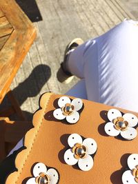 High angle view of table