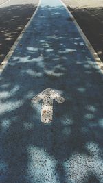 High angle view of shadow on road