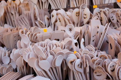 Full frame shot of various wooden spoons