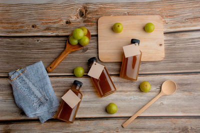 Directly above shot of various ingredients on table