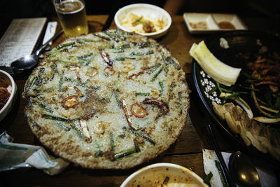 High angle view of food on table